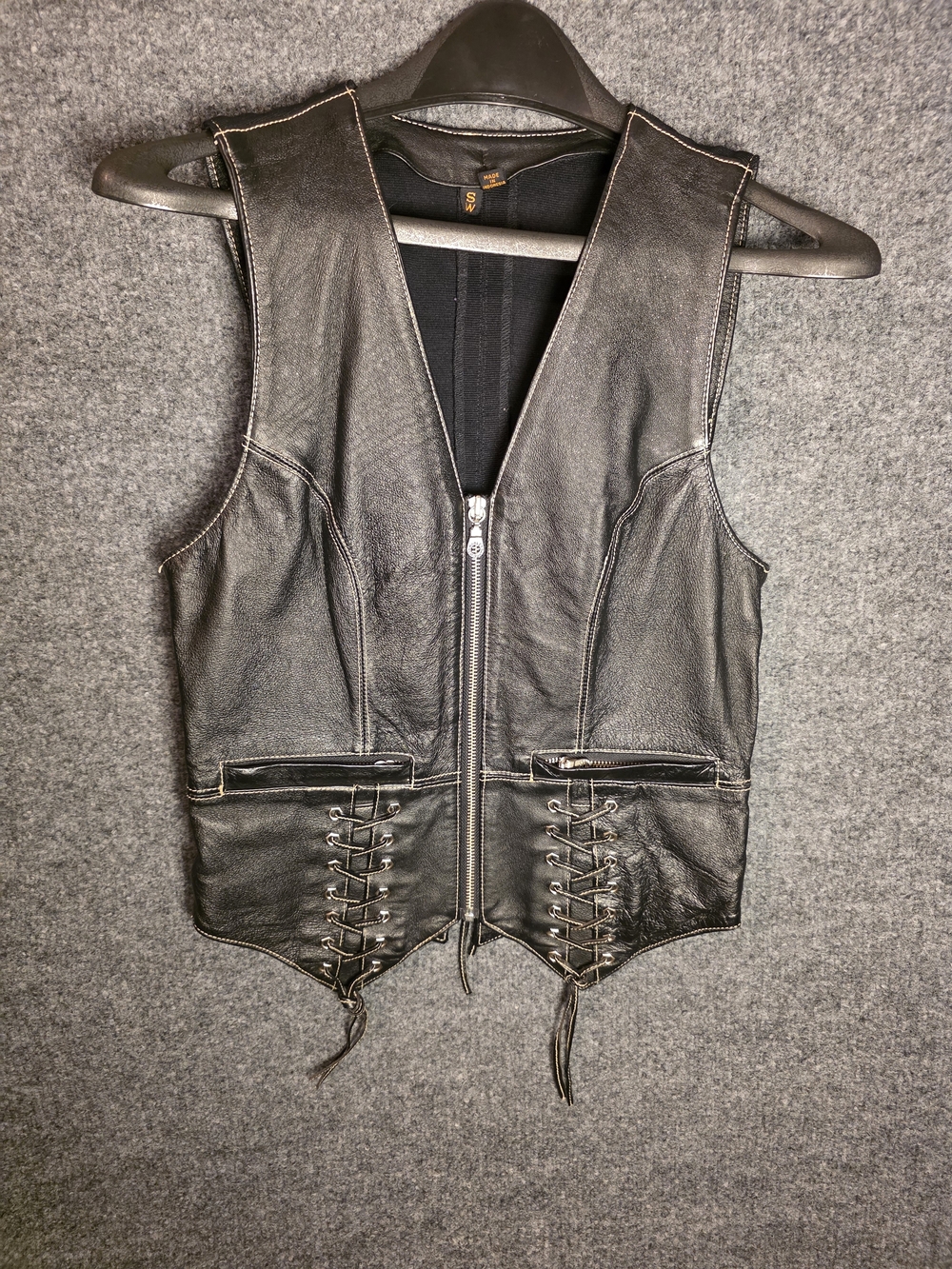 Harley-Davidson Black Leather Lace-Up Women's Vest